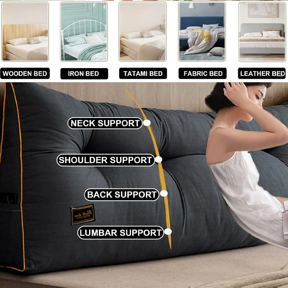 Removable Large Bed Backrest Cushion Ergonomic Triangular