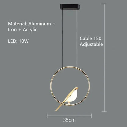 Modern LED Gold Magpie Bird Ceiling Chandelier
