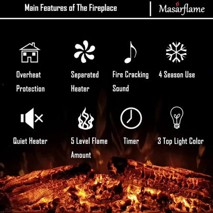 30 Inch Electric Fireplace Insert with Retro Recessed Design, Heater with Fire Cracking Sound, Remote Control and Timer, 750W/15