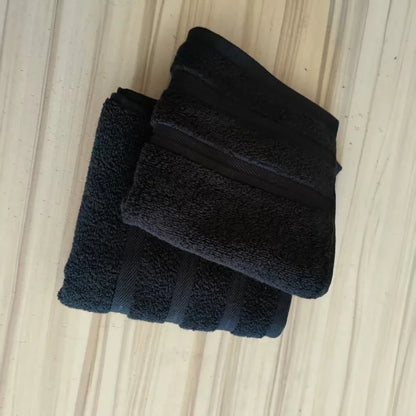 3pcs Dark Green 1 Face+2 Hand Towels,100%Cotton, Stripe Decor