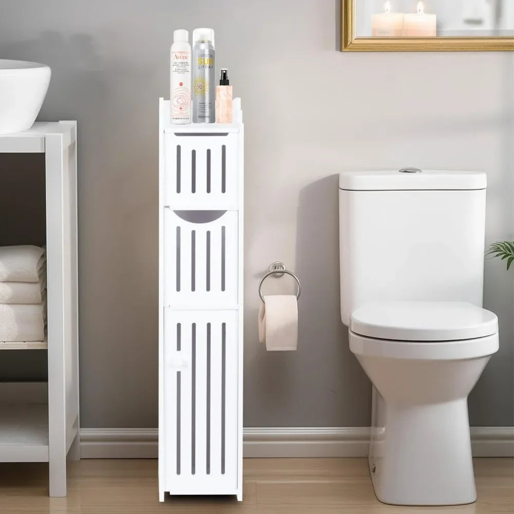 Bathroom Storage Cabinet Toilet Paper Holder Stand W / Door