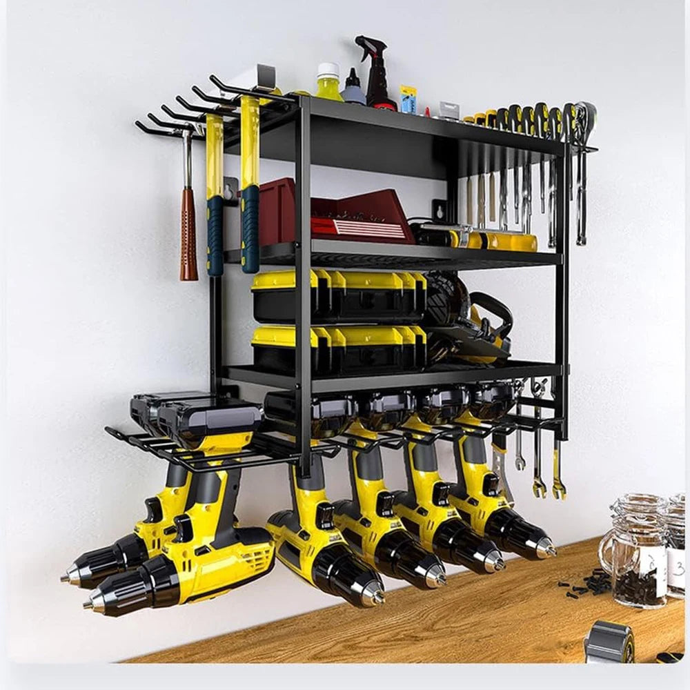 4 Layer Wall Mounted Storage Rack With Hooks