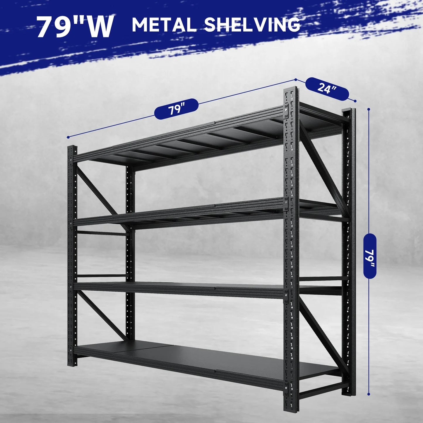 7000lb Heavy Duty Steel Shelves 79"W, Garage/Warehouse/Storage Rack