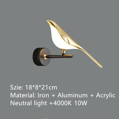 Modern LED Gold Magpie Bird Ceiling Chandelier