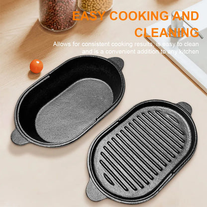 11 X 6.3in Cast Iron Griddle Pan Oval, Reversible Pan for Indoor & Outdoor Cooking