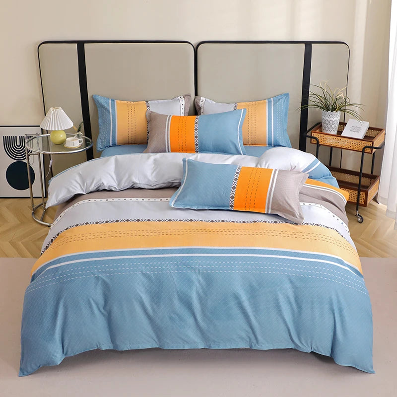 3 Pieces Luxury Striped Duvet Covers Soft Set Thickened Breathable Bedding Sets