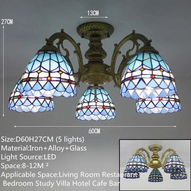 BROTHER Tiffany Chandelier LED American Retro Creativity Living Room Restaurant Bedroom Villa Hotel Cafe Bar Color Pendant Light