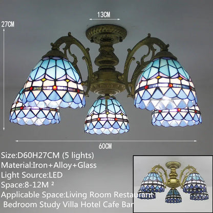 BROTHER Tiffany Chandelier LED American Retro Creativity Living Room Restaurant Bedroom Villa Hotel Cafe Bar Color Pendant Light