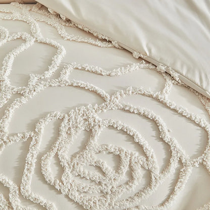 3D Rose Floral Tufted Duvet Cover Set High Quality Microfiber Bedding Set