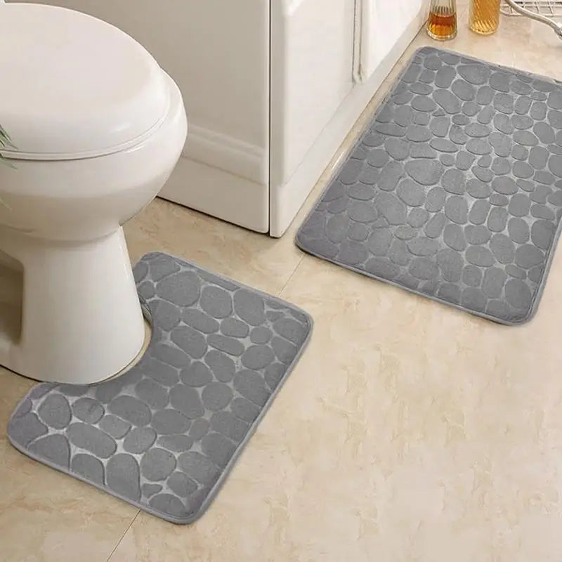 Bathroom Mat Non-Slip Coral Fleece Bath Set Bathroom 2 Piece