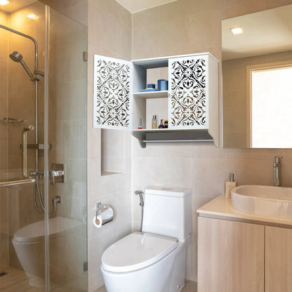 Bathroom Wall Mounted Cabinet Double Door Vanity Shelves
