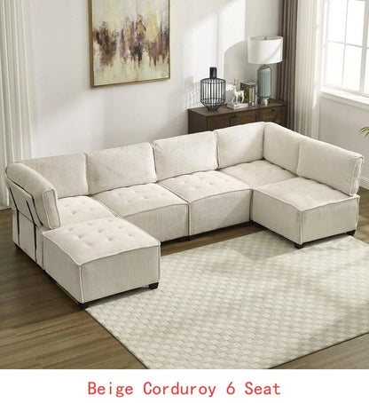 Modular Sectional Sofa U-Shaped Couch with Reversible Chaise, 6-Seat