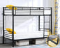 twin over twin heavy duty bunk bed W / flat ladder and 13" high guardrail for kids, teens, and adults