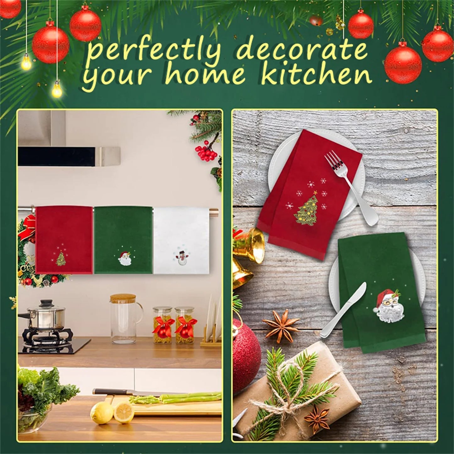 New Year Towel Classic, Christmas Hand Towels Set