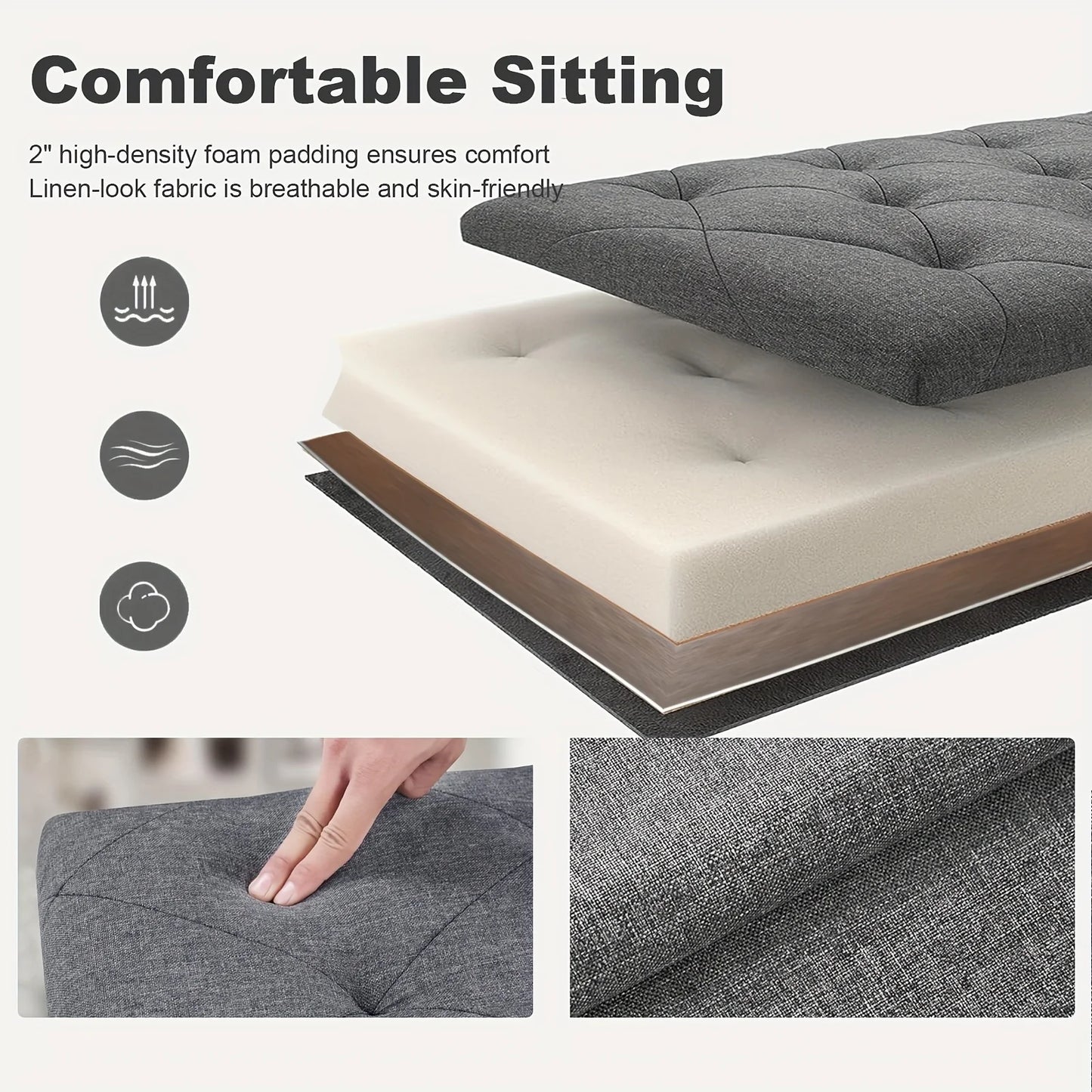 [Multi-Purpose Ottoman Bench] W/Folding Storage