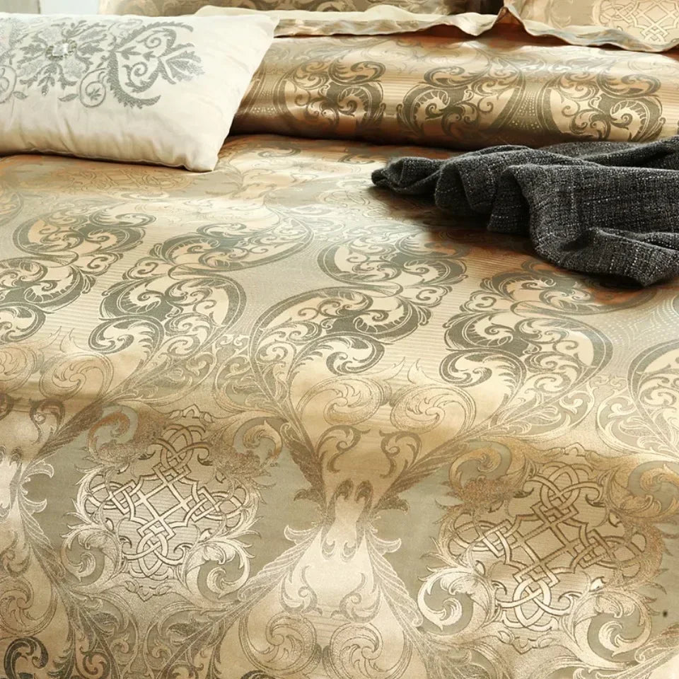 Luxury Satin Jacquard Single Double Duvet Cover Set High End European Wedding