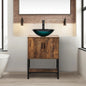 Rustic Brown 24" Bathroom Vanity & Cabinet Set w/ Shelf & Vessel Sink
