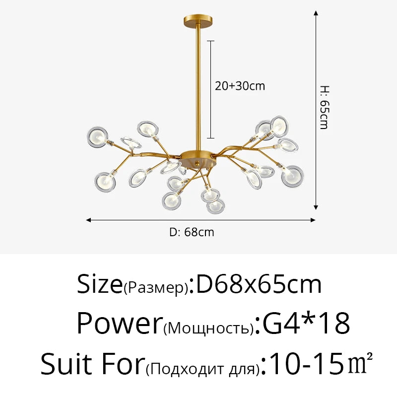 Branch Shape Firefly Ceiling Chandelier for House Baby Kid  Living Room Bedroom Decor G4 Led Lighting Indoor Hanging Lamp
