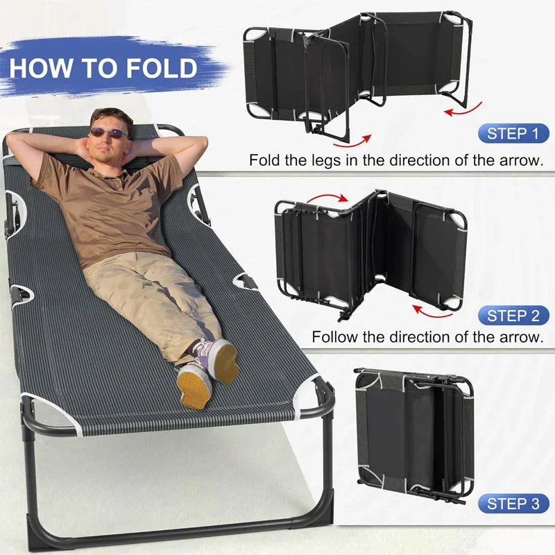 Camping Cot with Mattress, 4-Position, Portable Sleeping Cot for Camp, Beach