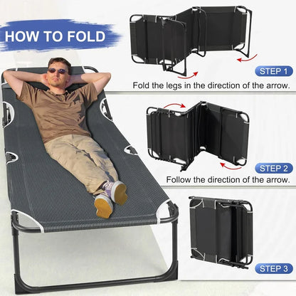 Camping Cot with Mattress, 4-Position, Portable Sleeping Cot for Camp, Beach