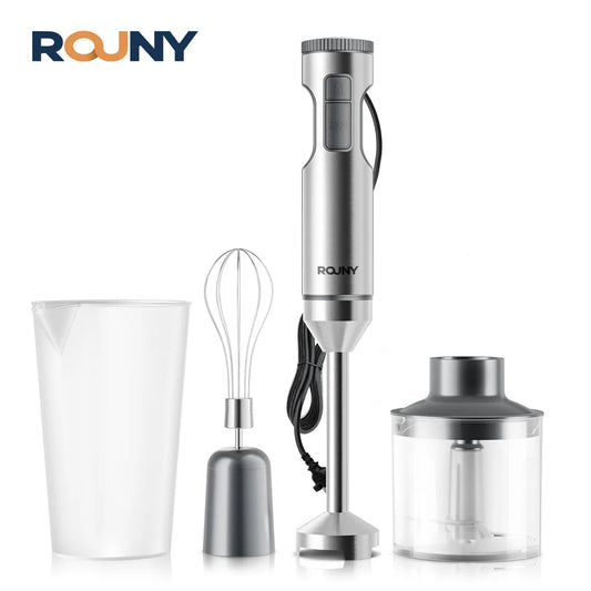 ROUNY 4-in-1 Hand Immersion Blender 1000W Powerful, Stainless Steel Stick Food Mixer