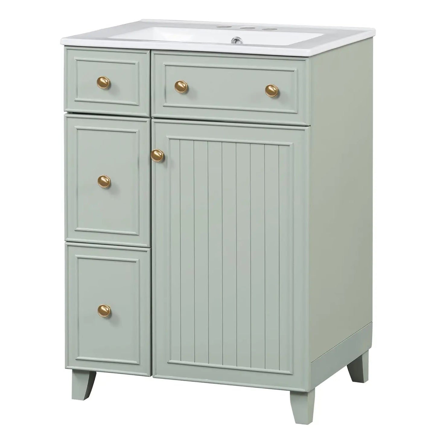 24" Bathroom Vanity Sink Cabinet 2 Drawers Soft-Close Door Storage