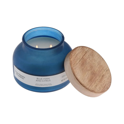 Blue Fern Citrus Scented Candle 2 Wick Jar Candle Long Burn Time 52 Hours
