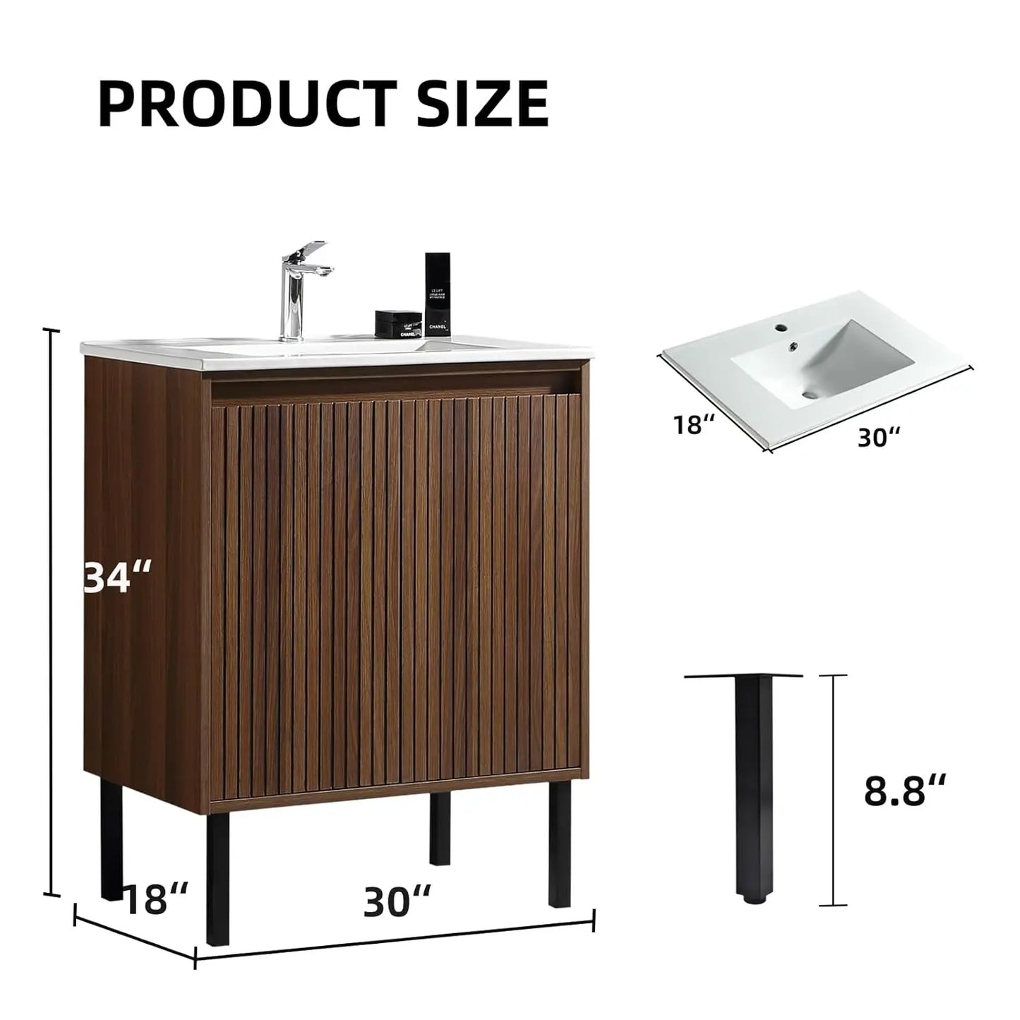 30 Inch Bathroom Vanity with Sink, Modern Design for Small Spaces