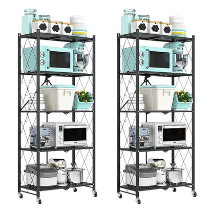 5-Tier Storage Shelving Unit, Metal Shelf 27.9"x13.4"x62.5, W/ Wheels,