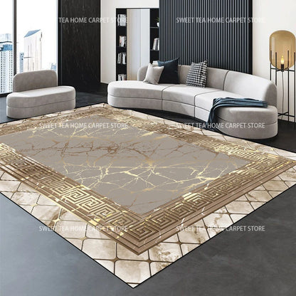 Modern Golden Luxury Carpet Large Living Room Decoration