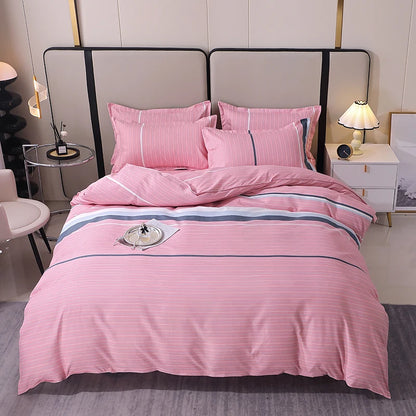 3 Pieces Luxury Striped Duvet Covers Soft Set Thickened Breathable Bedding Sets