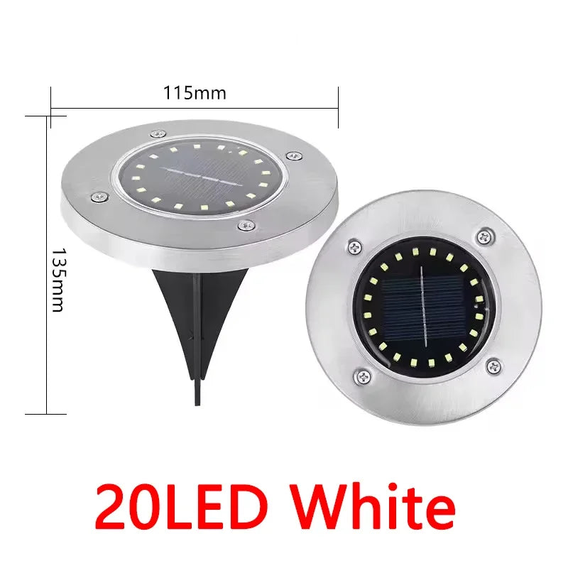1/4/8Pcs Solar Lights Outdoor 8/20LEDs Disk Underground Lamp