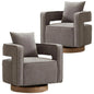 Upholstered Swivel Accent Chair Set of 2 Linen Open Back