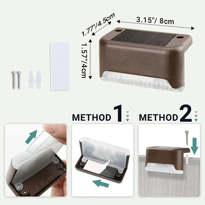 Warm White LED Solar Step Lamp Path Lights Waterproof Balcony, Patio Stair, Fence Light.