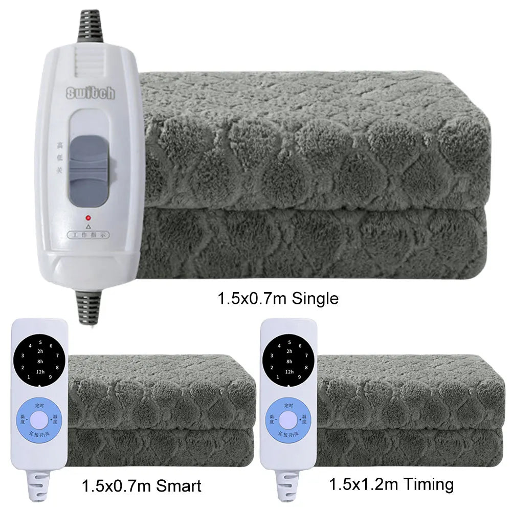Plush Electric Blanket Double Single Velvet Intelligent Blanket Portable Grey