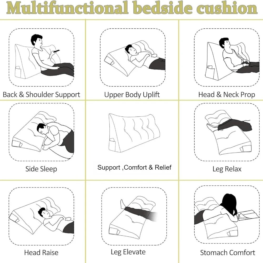 Removable Large Bed Backrest Cushion Ergonomic Triangular