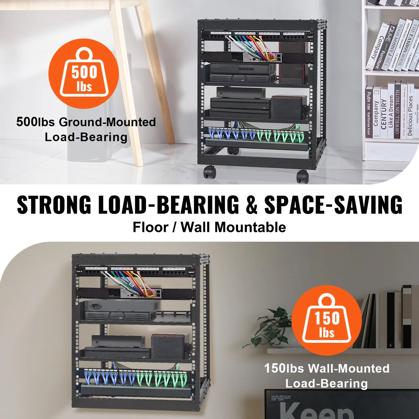 VEVORServer Rack with Adjustable Depth,
