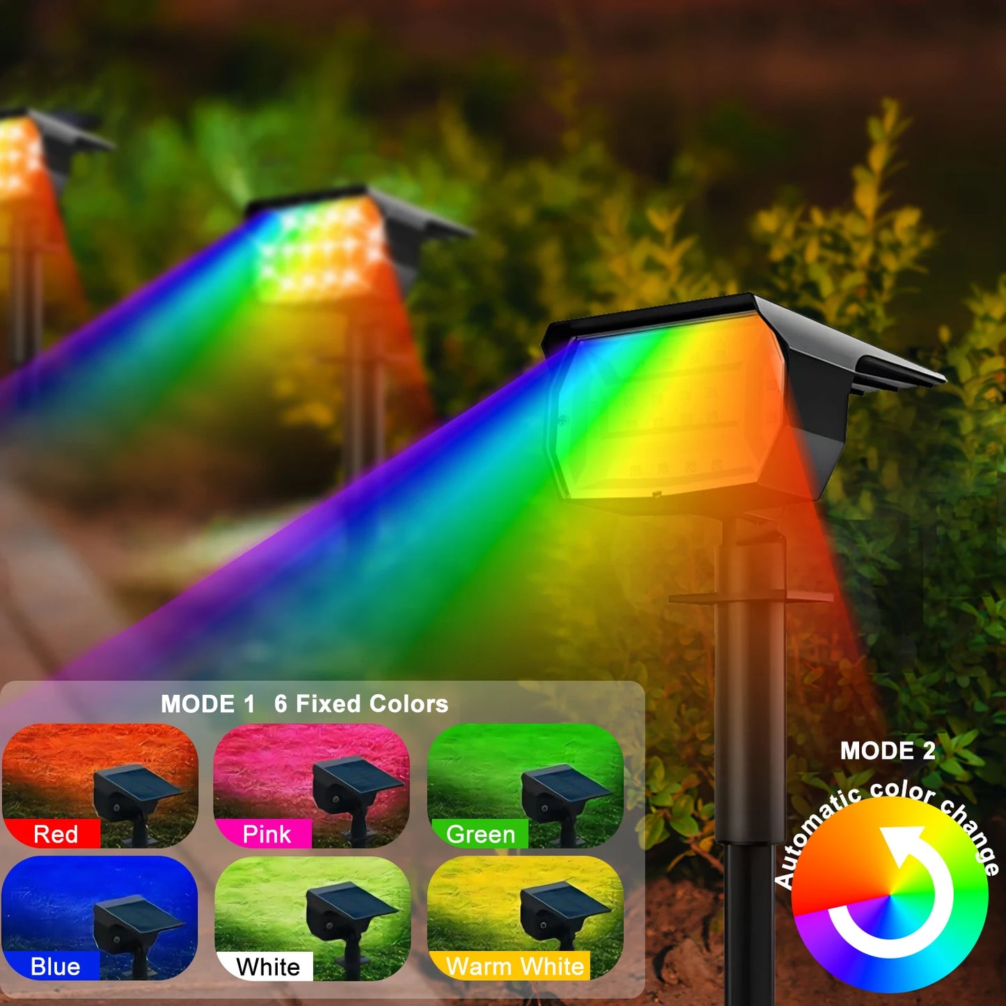 LED Solar Landscape Lights Outdoor Waterproof W / 3 Modes for Yard Lawn Walkway