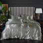 3-Pieces Silky Satin Duvet Cover Set Queen Size Soft Smooth Durable Comforter