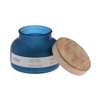 Blue Fern Citrus Scented Candle 2 Wick Jar Candle Long Burn Time 52 Hours