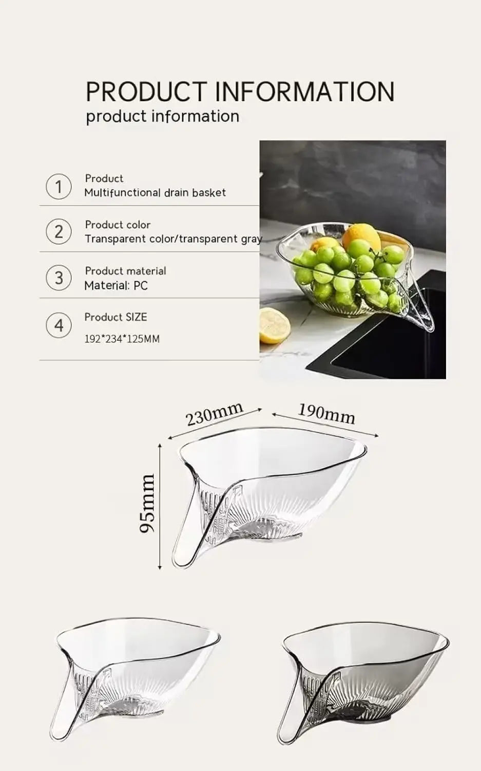 2PCS Multi-functional Drain Basket Colander Kit