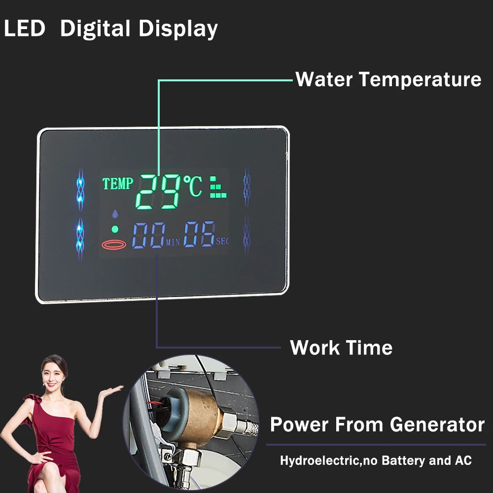 LED Bathroom Shower Panel 6 Modes Intelligent LCD Shower