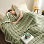 Solid Color Flannel Rabbit Fur Blanket Nap Cover Coral Fleece