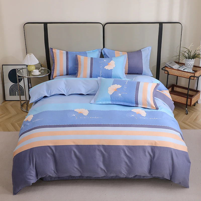 3 Pieces Luxury Striped Duvet Covers Soft Set Thickened Breathable Bedding Sets