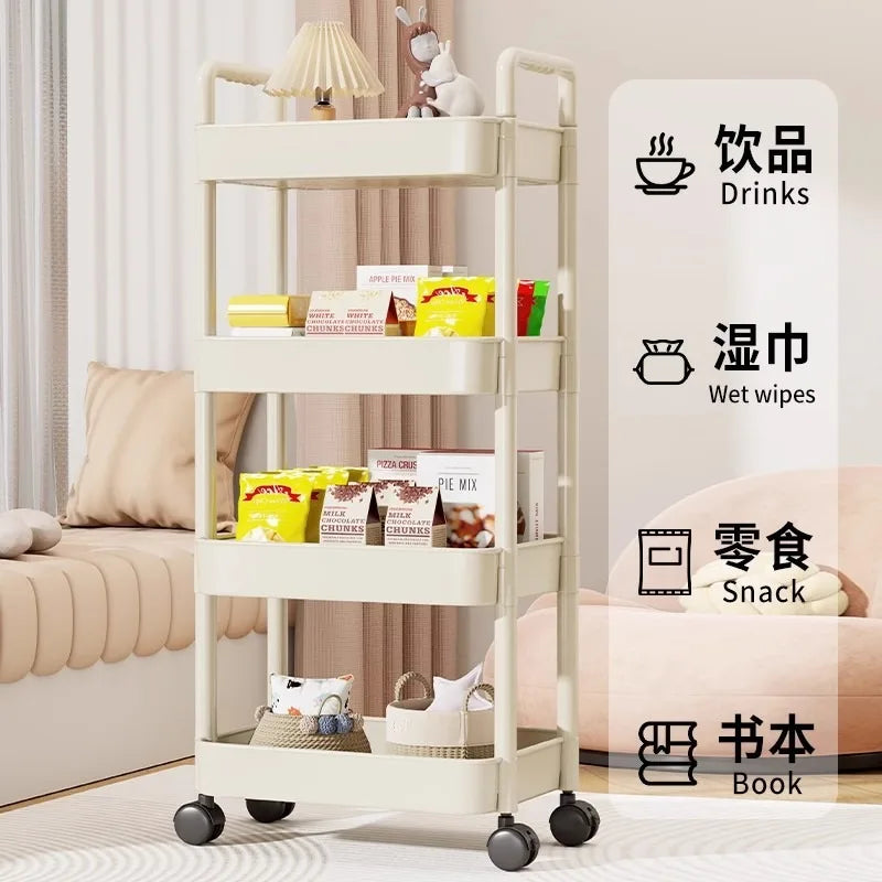 Trolley with Handlebar and Storage Rack
