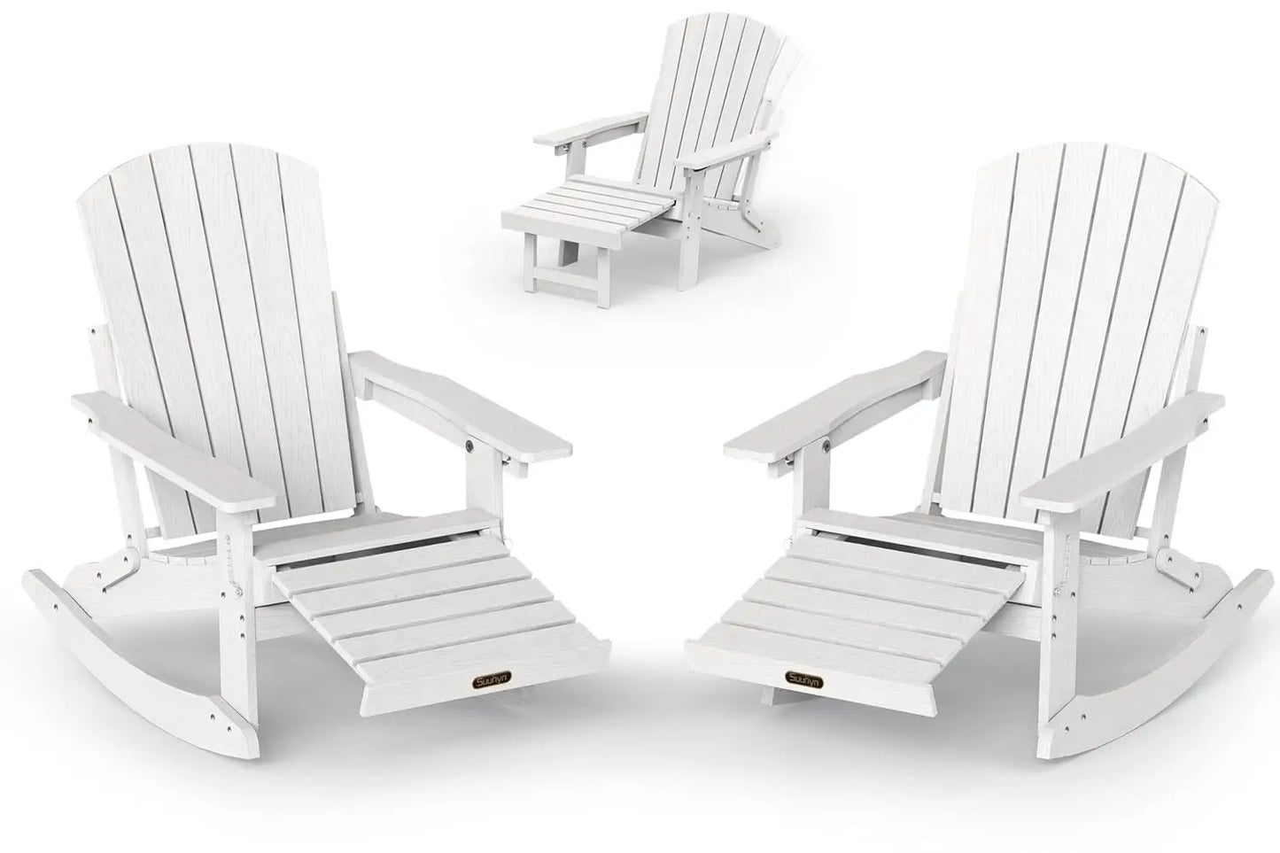 Adirondack Rocking Chair with Retractable Ottoman Set