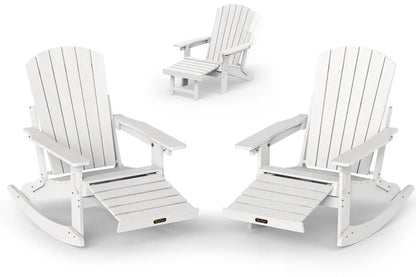 Adirondack Rocking Chair with Retractable Ottoman Set