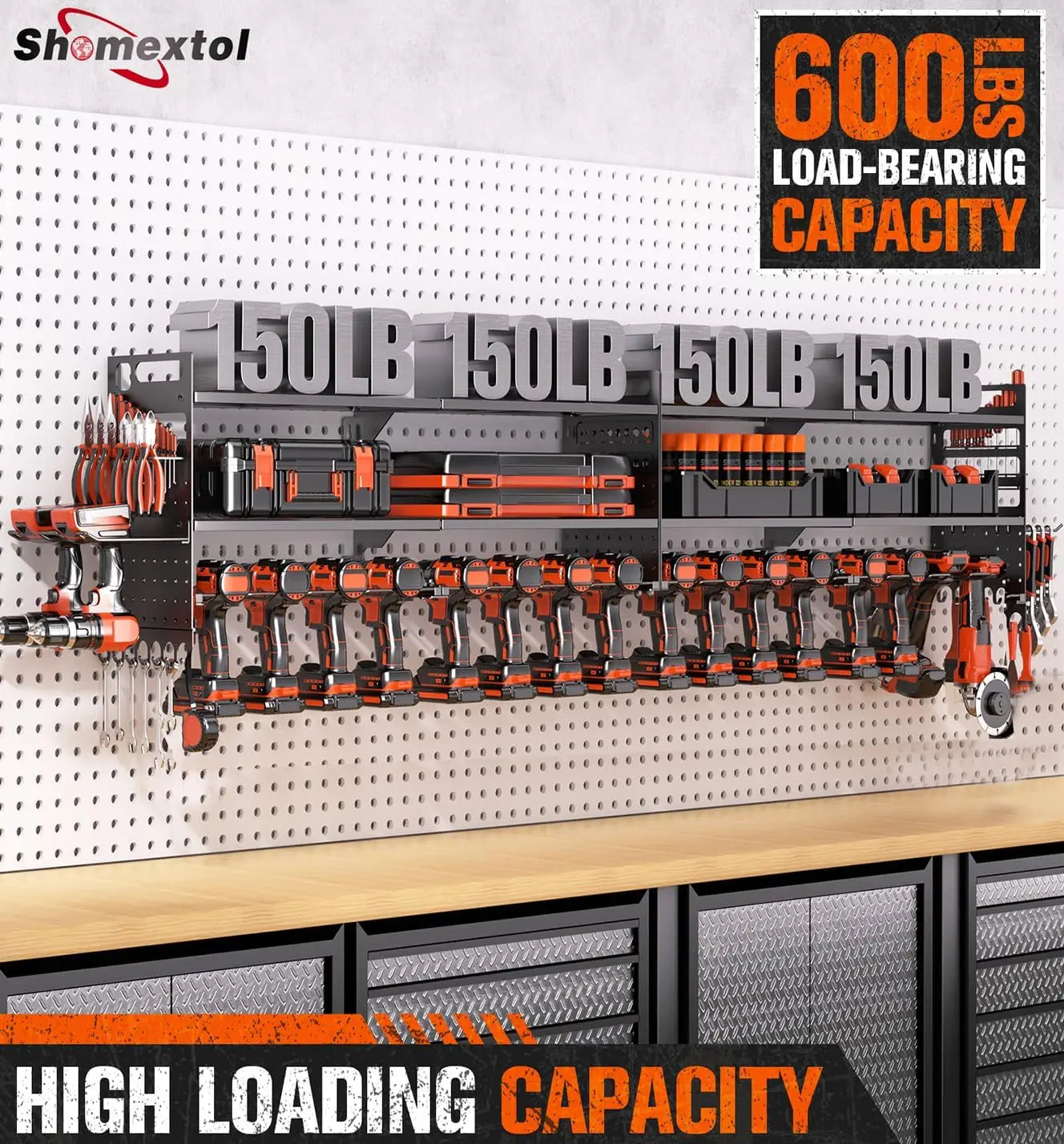 Heavy-Duty 3-Layer Wall-Mounted Mechanic Cart with 18 Drill Holders