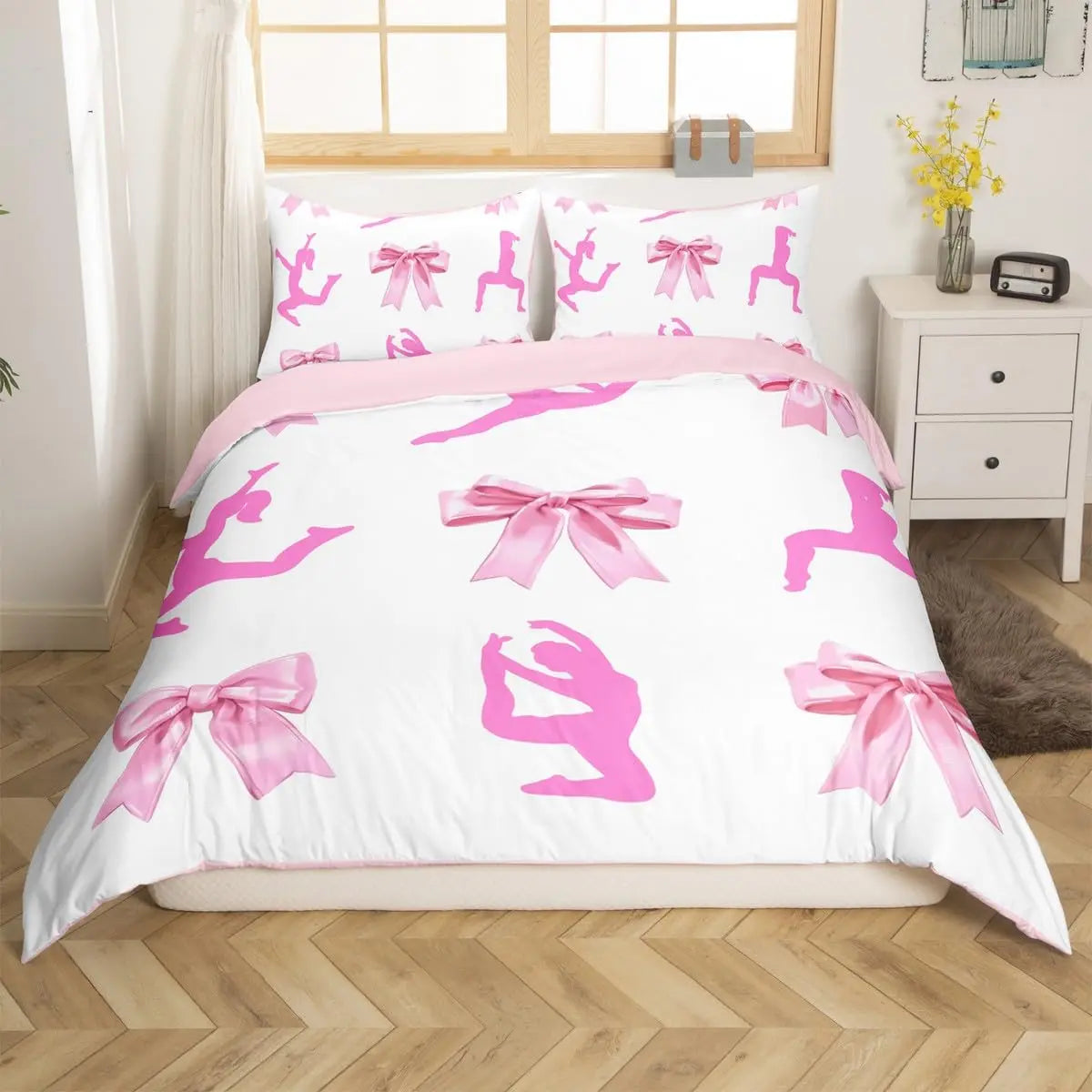 Gymnastics Duvet Cover for Kids Teens Girls Queen Lightweight Quilt Covers