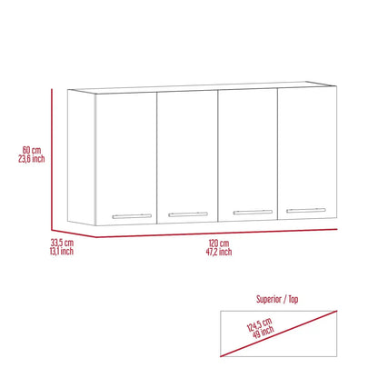 120" Four Door Wall Cabinet